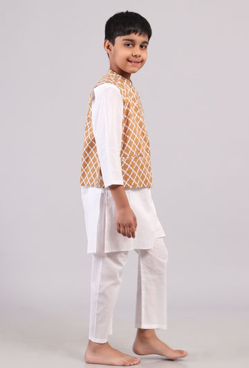 Beige Mustard Nehru Cotton Jacket